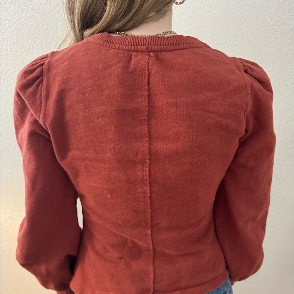 Anthropologie Pilcro Copper Twist-Front Sweatshirt XXS - Picture 3 of 4